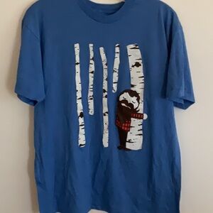 Blue Graphic Tee with Tree Design